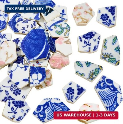 1 Box 200G Broken Porcelain Tiles Irregular China Mosaic Tiles Blue and White Po
