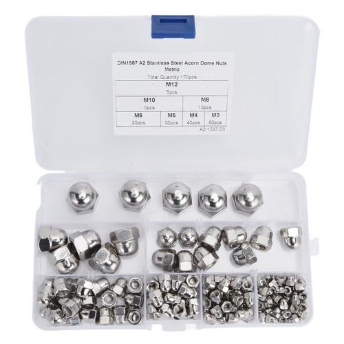 170 Teile Eichelmuttern Domkopf 304 Edelstahl Kappen Mutter Sortiment Set für - Bild 11 von 22