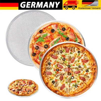 3X Pizzablech 12'' Pizzabackblech Pizza Ofen Back Blech Rund Gelocht Pizzascreen
