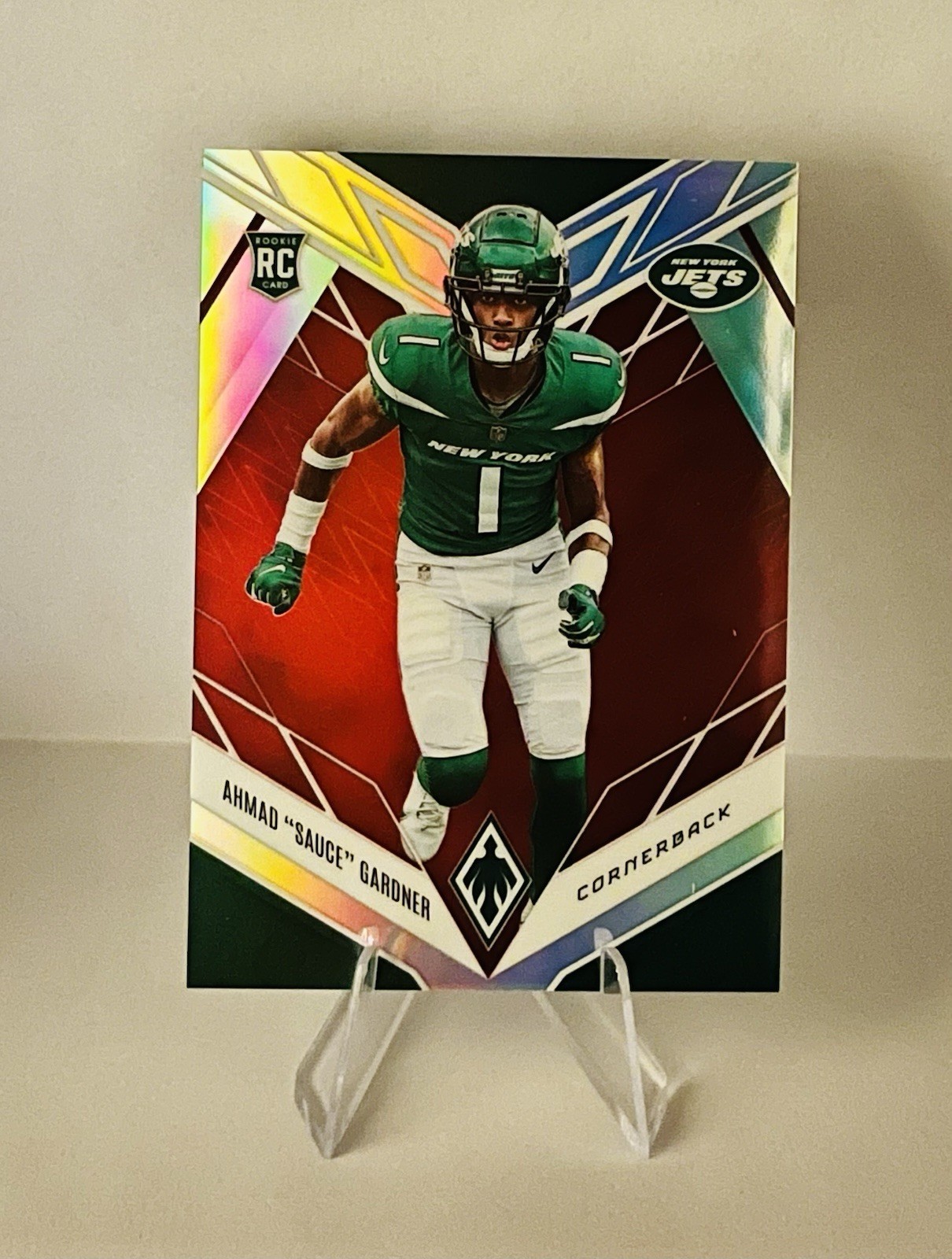 2022 Panini Phoenix Ahmad Sauce Gardner RC #128 Red Rookie 203/250 NY Jets