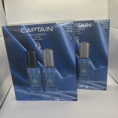 2x Captain Molyneux Men s Gift Set - 2.5 oz EDT + After Shave Spray Each NEW