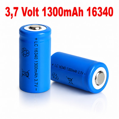 2 Stück 16340 3,7 V 1300mAh Mehrzweck-Akkus Wiederaufladbare Li-Ionen-Akkus