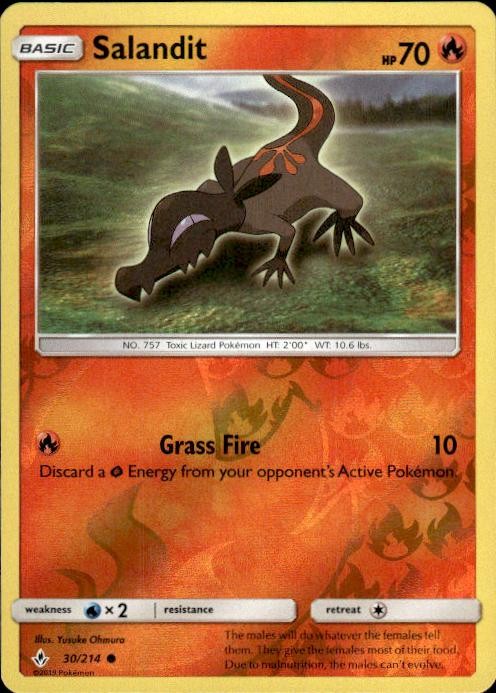 Pokemon Reverse Holo Salandit SM - Unbroken Bonds 30/214 LP
