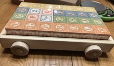Uncle Goose Classic ABC Wooden Blocks Set with Wagon Ages 1-2, 3-4, 4-7 NEW