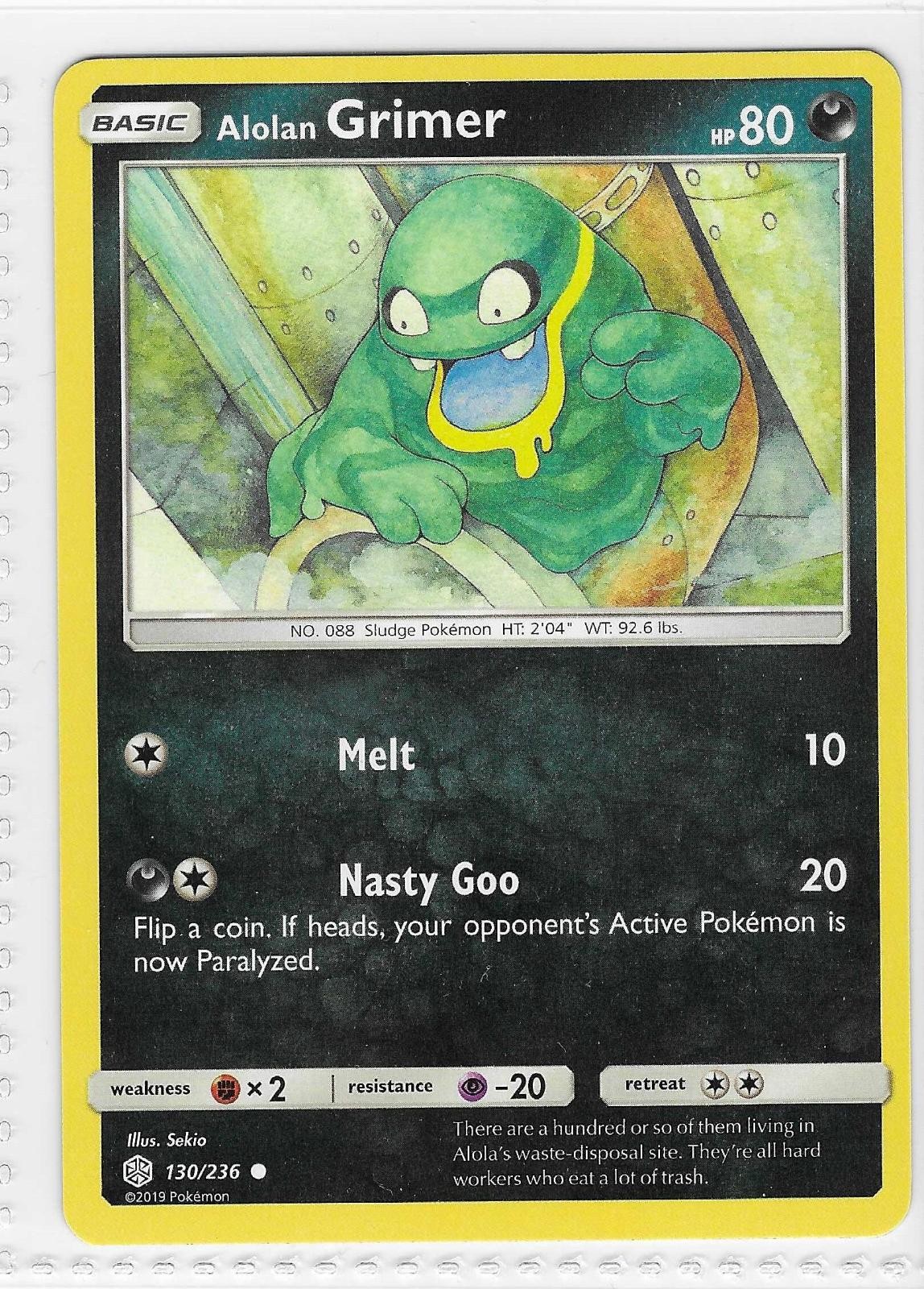 Alolan Grimer 130/236 Common Cosmic Eclipse Pokemon Near Mint