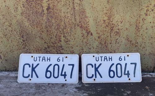 Utah 1961 License Plates CK 6047 Matching Pair Vintage Collectible Auto Tags