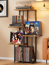 Record Player Stand, Vinyl Record Storage Holder with Display Shelf, Turntable S