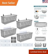 4 Set EXTRA LARGE Hanging Wall Mount Storage Baskets with Adhesive Hooks  ...