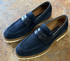 STEVE MADDEN MEN'S BENTIN PENNY LOAFER SUEDE LEATHER NAVY BLUE SIZE 7 NEW IN BOX
