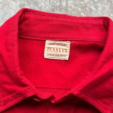 Chemise En Flanelle Vintage James Wells Années 50 – Taille L, Rouge, Coton Chamois – Look Rétro Original