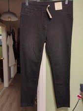 Beme Size 16 Black Regular Length Denim Jeans Support Band Brand New & Tagged