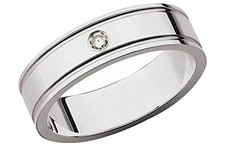 Men's Argentium Sterling Silver Diamond Set 6mm Wedding Ring Band - Hallmarked 