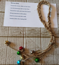 WITCH'S BELLS Pentagram cauldron Charms HOME House Protection Door Hanging