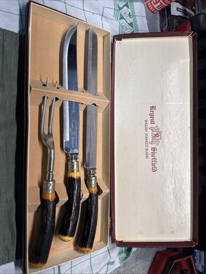 Vintage Regent Sheffield English Stainless Carving Set 3 Pieces Original Box