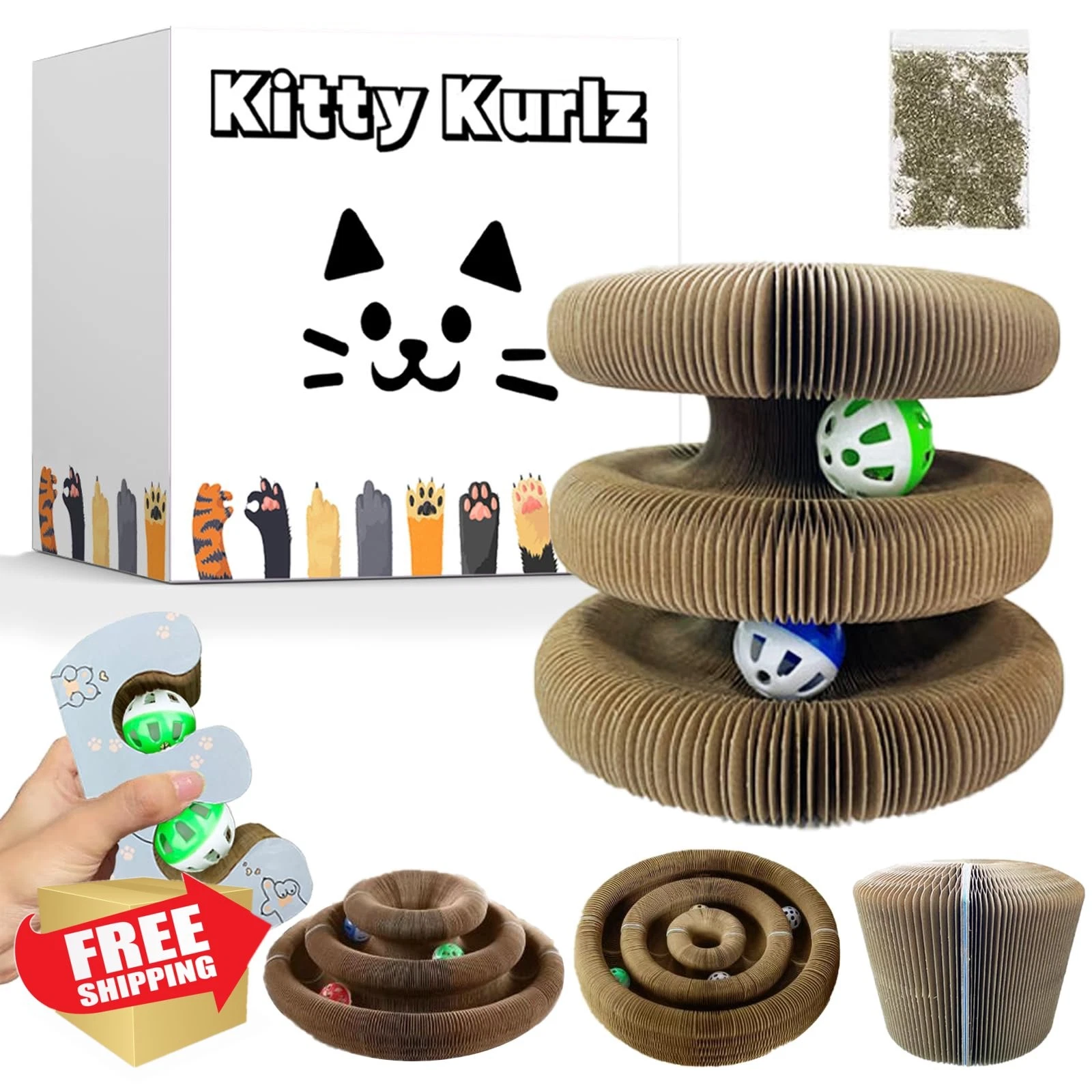 Kitty Kurlz Infinity Cat Toy Recycled Cardboard E-Shape 2pcs