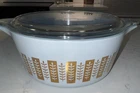 Vintage Pyrex 475-B Delphite Blue Gold Leaf 2.5 Qt Casserole Dish & Lid