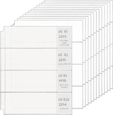 Chengu 24 Pcs 4 Pocket Sleeves for 3 Ring Binder Clear Pages Dollar Bill Holde