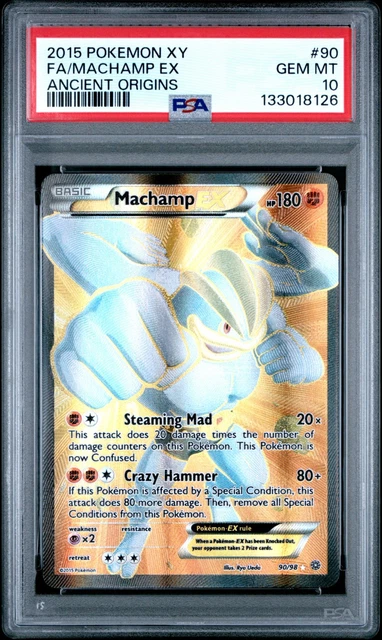 Pokemon Machamp EX Ancient Origins Full Art 90/98 PSA 10 Gem Mint POP 142!!!