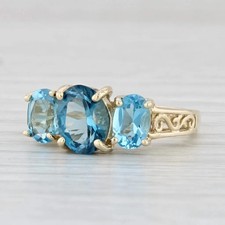 2Ct Oval Cut LabCreated Blue Topaz Women Wedding Ring 14K Yellow Gold Plated