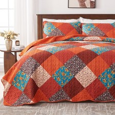 Qucover Oversized California King Quilt Set, 3 Piece Soft Microfiber Quilt Ki...