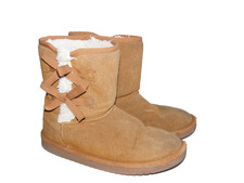 Koolaburra UGG Women Size 4 Chestnut Suede Short Boots 1019372 Faux Fur Lined
