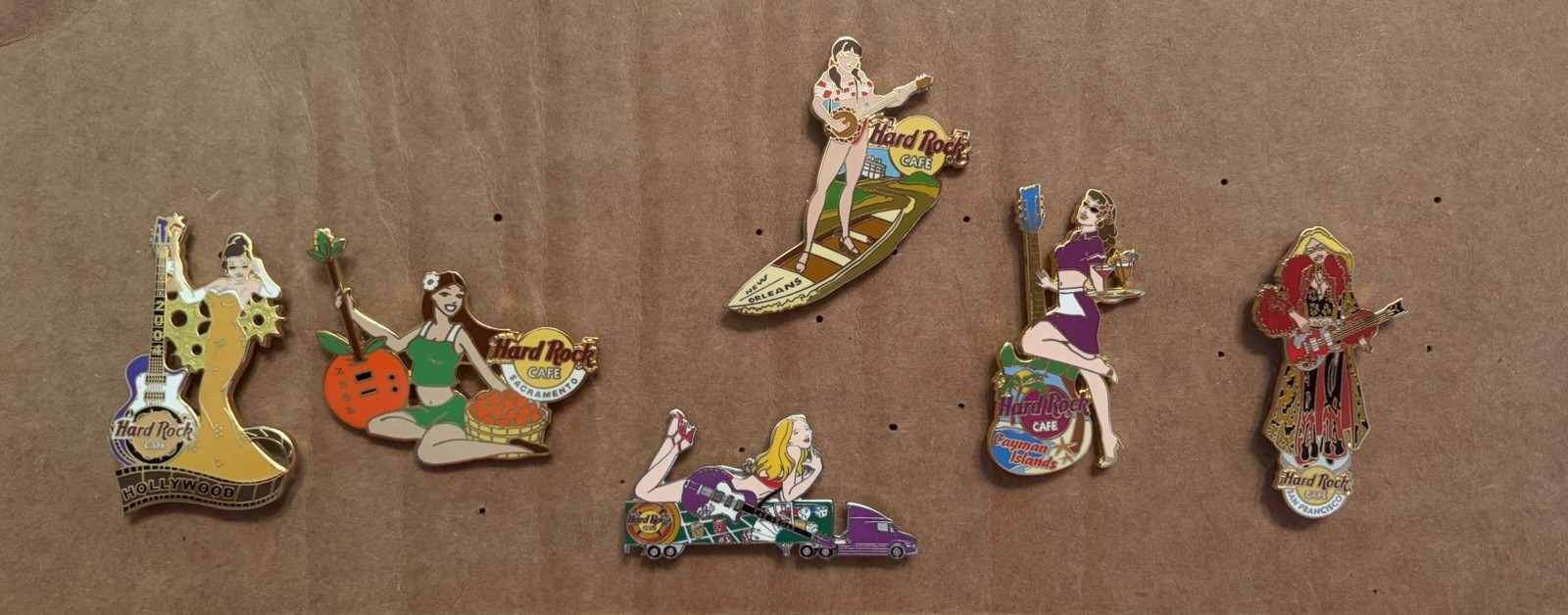Hard Rock Cafe Guitar Pin Lot - specialty location guitar girl pins