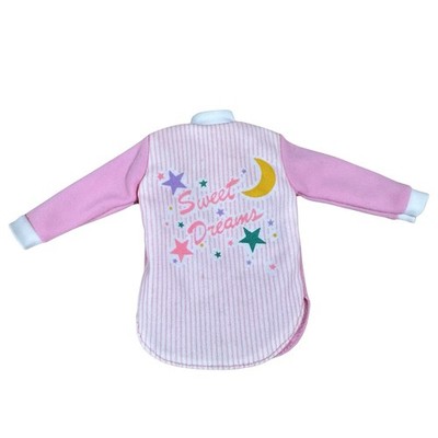 VTG 90 s Barbie Sleep N Fun Fashions Sweet Dreams Nightgown Pink White Stripe