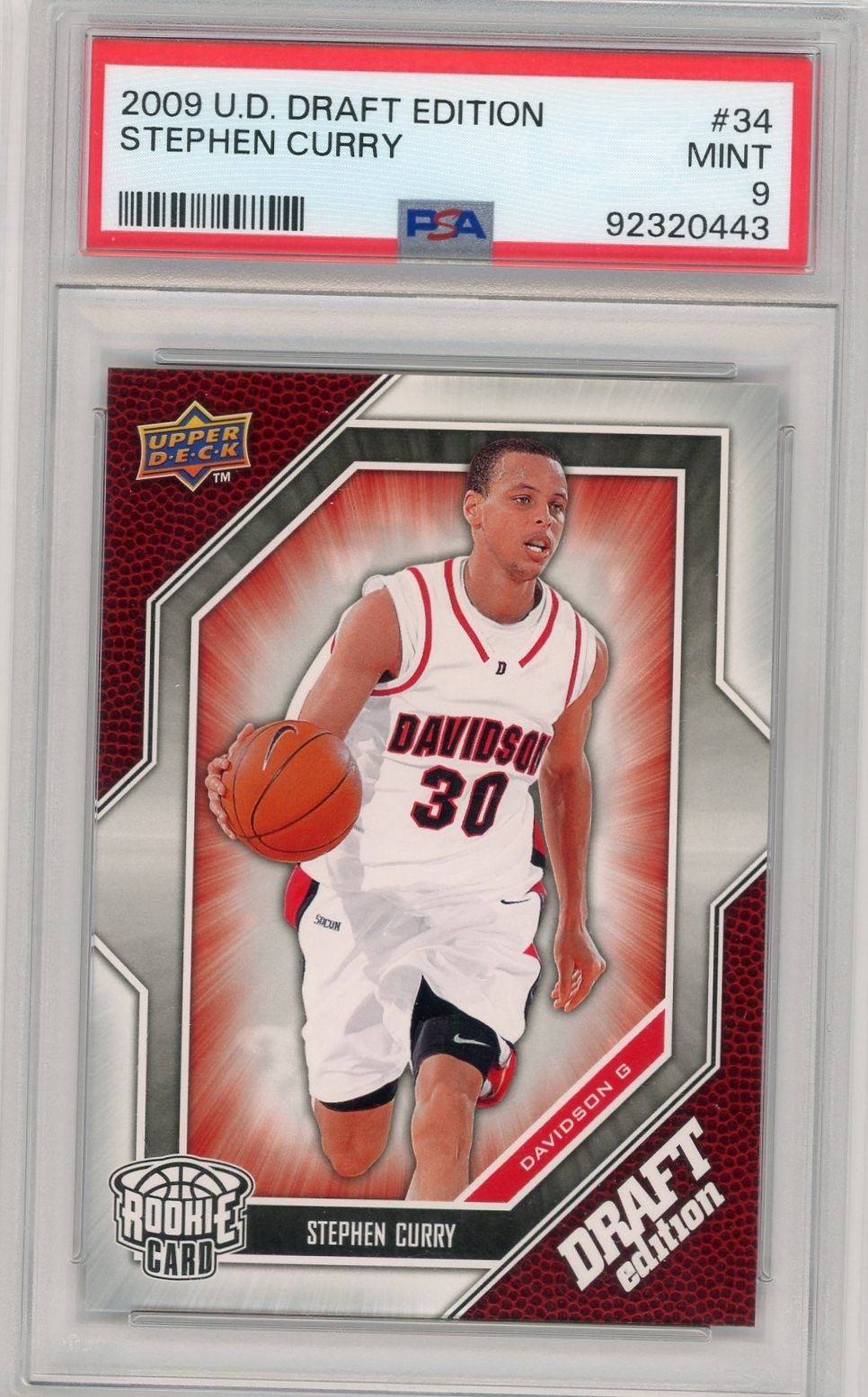 2009-10 Upper Deck Draft Edition Rookie #34 Stephen Curry PSA 9