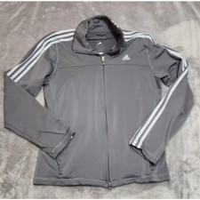 Womens Adidas Jacket Gray Climalite Full Zip Sweatshirt Size Small