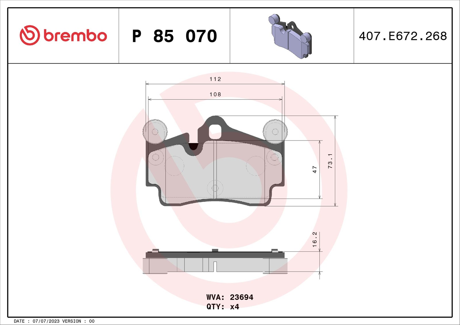 Brake Pads Set fits PORSCHE CAYENNE 9PA 3.2 Rear 03 to 07 M02.2Y Brembo Quality - Image 36