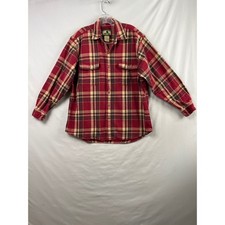 Field  Stream Flannel Shirt Mens Large Red Plaid Cotton Button Down Long Sleeve