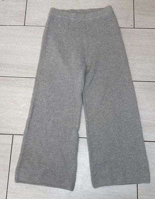 Free People Pants Womens Small Gray FP Beach Waffle Knit  Wide Leg Boho Flare
