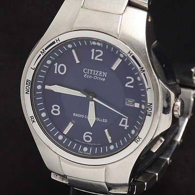 Citizen Radio Control Eco Drive A411-T00152 Solar Navy blue, works, in US