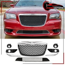 Fits 2011-2014 Chrysler 300 Srt8 Chrome Gloss Black Grille Fog Lights Covers Fits 2011-2014 Chrysler 300 Srt8 Chrome Gloss Black Grille Fog Lights Covers