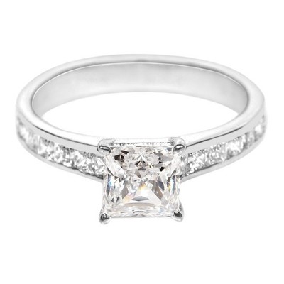 2.50 Carats Princess Shape D/VVS1 Women's Ring In 925 Silver - Tariffs Free
