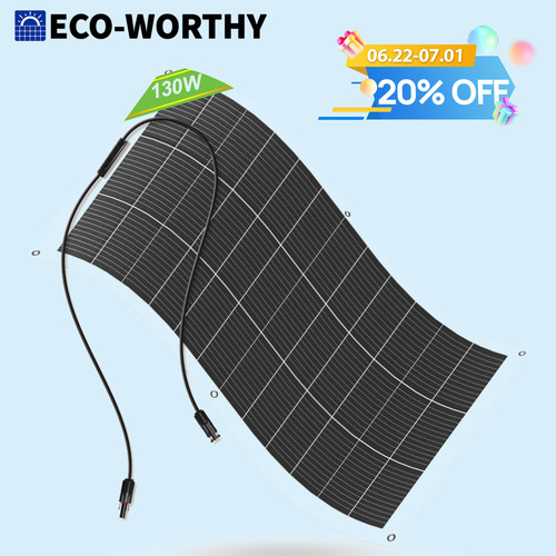 ECO-WORTHY 130W Watt Portable Flexible Solar Panel RV Camping Off-Grid Rooftop