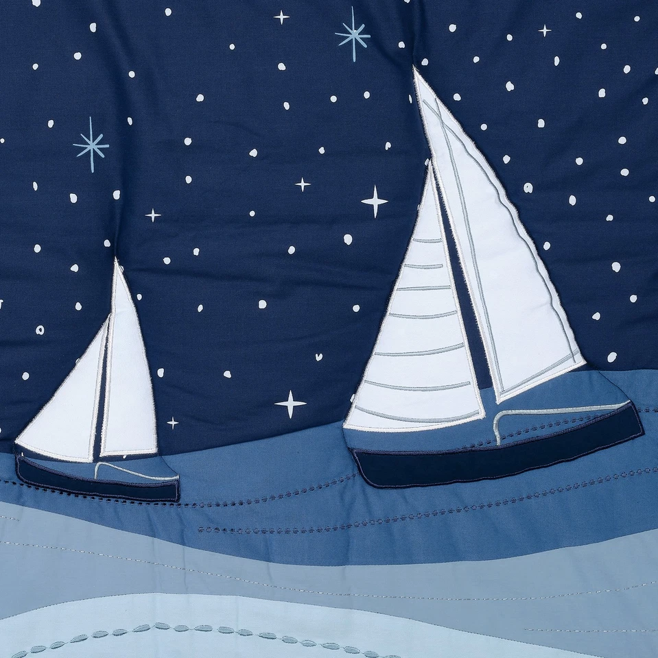 Juego de ropa de cama de cuna náutica para velero Lambs & Ivy Little Skipper de 3 piezas Foto 4 de 4