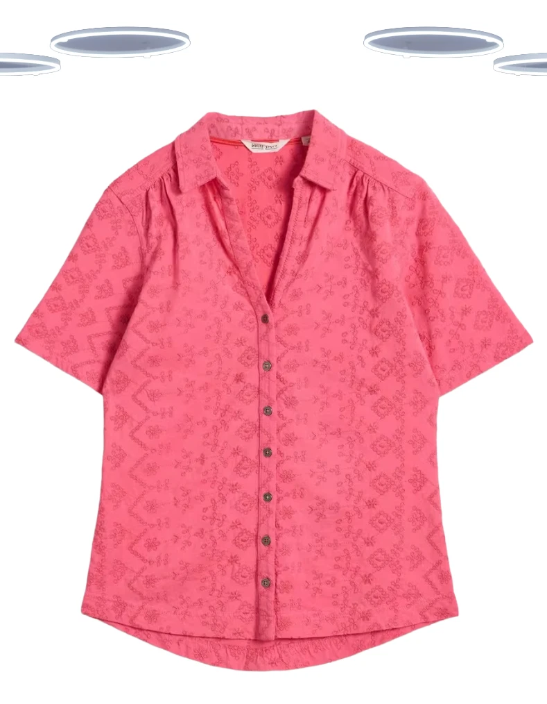 Ex White Stuff Women's Shirt - Short Sleeve Broderie Floral Jersey Bright Pink
Opens in a new window