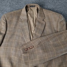 Vtg Lauren Ralph Lauren Blazer Mens 48R Brown Glen Plaid Two Button Sport Coat