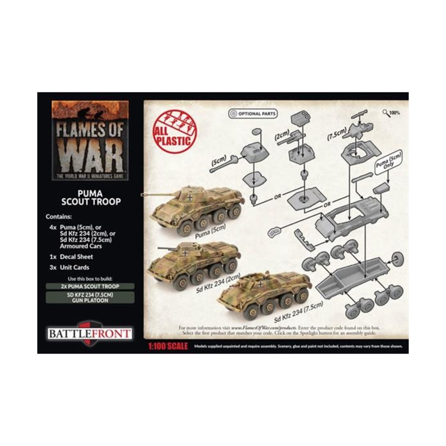 Battlefront WWII German Tanks Mini 15mm Puma Scout Troop New thumbnail 2
