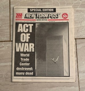 New York Post Special Edition Newspaper "Act of War" "Attack on America" 9/11