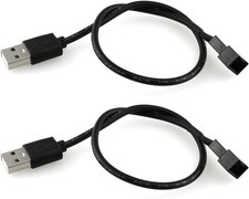 DGZZI USB to 3Pin Cable 2PCS 30cm/12Inch 3-Pin PWM 5V Black