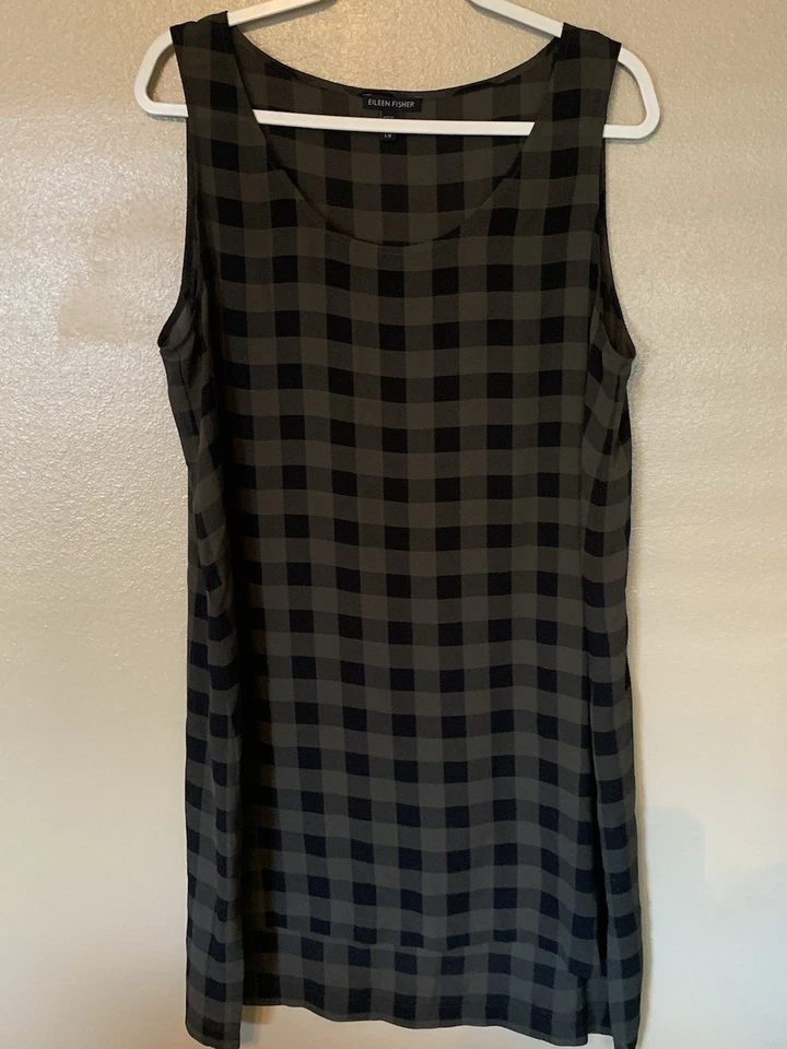 Túnica sin mangas Eileen Fisher Buffalo a cuadros de seda talla L Foto 2 de 4