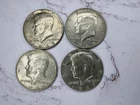 (Lot of 4) Kennedy Half Dollars Circulated Cond, 40% Silver all different dates