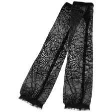 1 Pair Reusable Black Mesh Cosplay Gloves Half Finger for Halloween Party