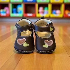 Baby Girl Shoes Heart Appliqued Brown Mary Jane Toddler Girl Cute Shoes