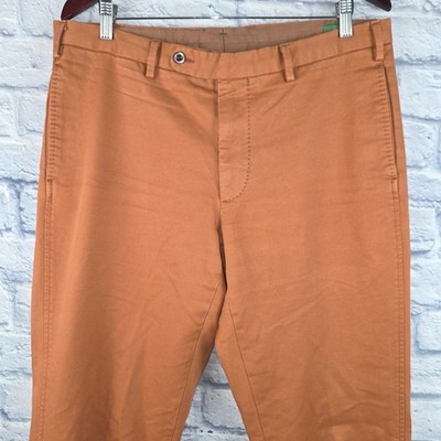 Sid Mashburn Mens Burnt Orange Cotton Twill Flat Front Trousers Pants Size 36X32