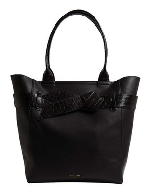 Ted Baker Jjoslyn Croc Effect Knot Bow Tote Bag Handtasche Tasche Black schwarz