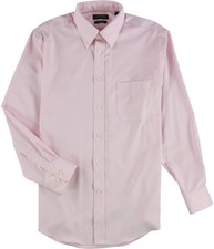 Ralph Lauren Mens Textutred Button Down Dress Shirt, pink, 16 Neck, 32-33 Length