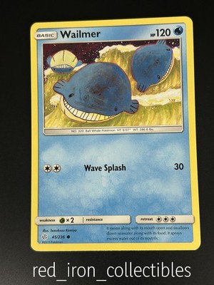 Wailmer 45/236 Common Cosmic Eclipse Sun & Moon Pokemon Card NM